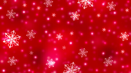 Abstract red christmas background snowflakes and lights.
