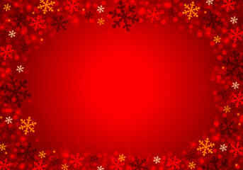 Festive red christmas background snowflakes and stars.