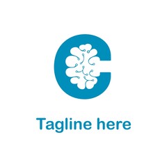 letter c with brain logo design 
