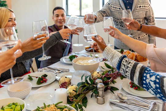 Family Members Bring Wineglasses Together