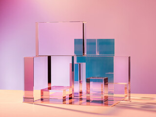 transparent geometric stand for cosmetics