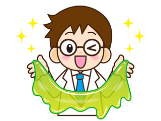 スライムの生成に成功した眼鏡の男の子