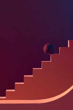 The dark scene with lights with colorful Pop art Stairs