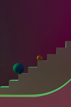 Staircase with steps and spheres