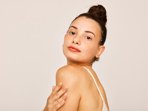 looking at camera skincare