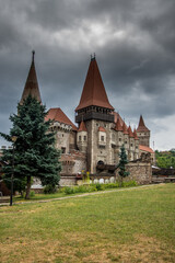 Fototapeta na wymiar ROMANIA , Corvin Castle, Hunyadi Castle or Hunedoara Castle, july 2021 Transylvania, 