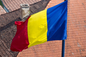 Bistrita,Romania,Evangelical Church, flag in the wind