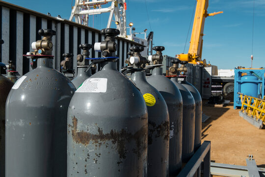 Gas bottles on worksite