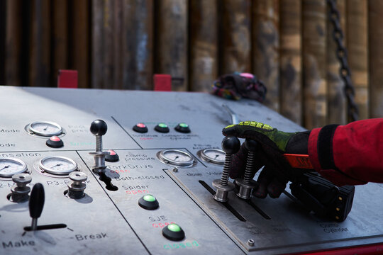 Control panel on drill rig platform