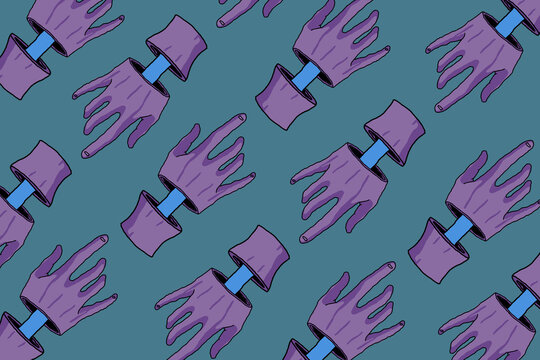 pattern of Purple hands - Blue bone exposed