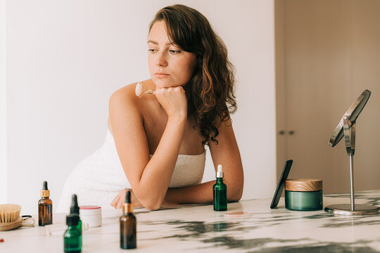 Woman upset with online beauty tutorial