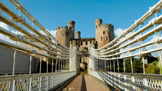 Revealing Conwy Castle, in Conwy, North Wales, UK, built by Edward I, during his conquest of Wales, between 1283 and 1289