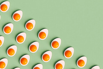 3D render of boiled eggs  - copy space on the right