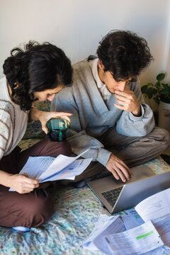Couple working on taxes