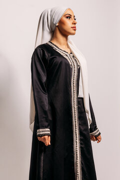 Ethnic woman in traditional Islamic apparel