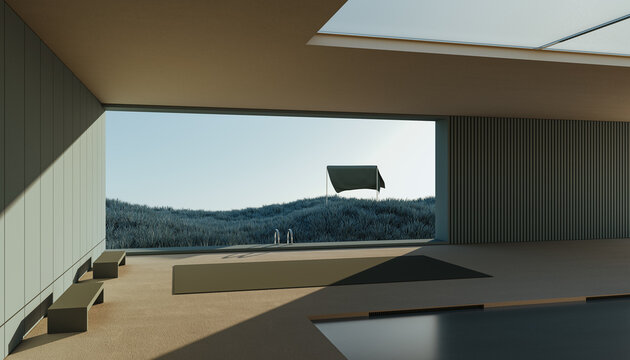 Minimal architectural space at day