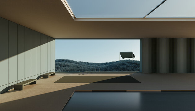 Minimal architectural space at day