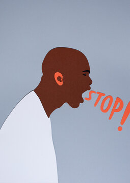 Black man shouting - stop!