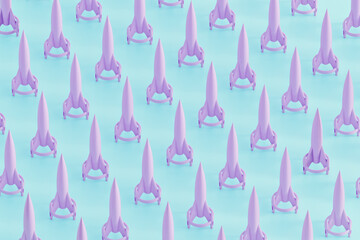 Pink and Blue pattern space rockets
