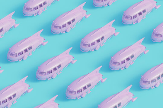 Pink and Blue pattern bus