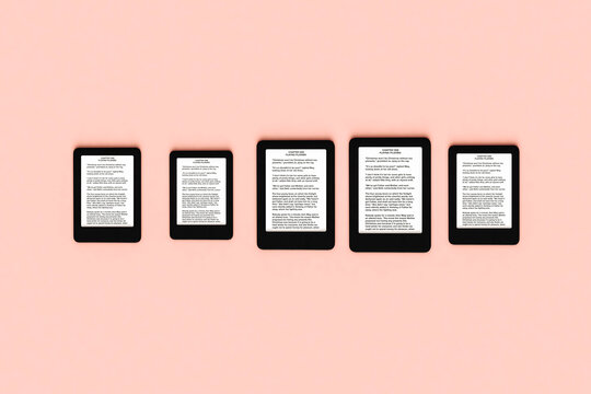Ebook Reader on pink background
