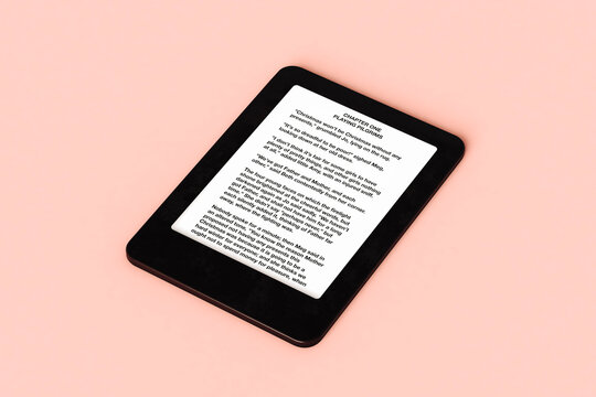 Ebook Reader on pink background