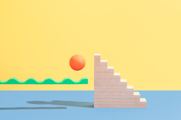 Ball hovering above green squiggle