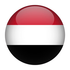 Yemen 3D Rounded Country Flag button Icon