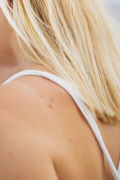 Close Up Of Back OF Woman With Blonde Hair 
