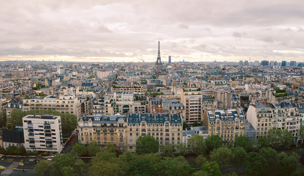 Paris aerial view with Eiffel Tower, France
