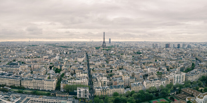 Paris aerial view with Eiffel Tower, France