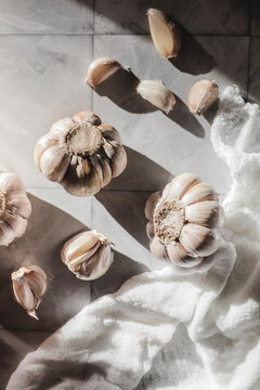 Garlic Cloves on White Background