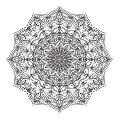 isolated outline mandala art therapy round decorative coloring book vector design element