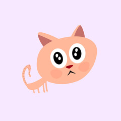 cat pink funny cartoon. vector illustration
