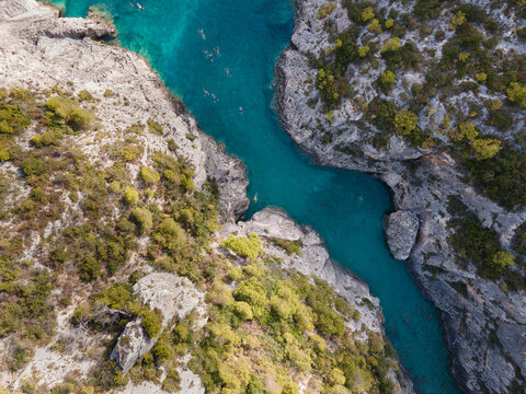 people tourists swimming in Mediterranean sea
