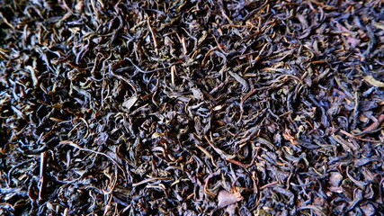 Closeup View Of  Raw Greet Tea Leaves