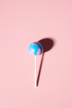 Multi-color Lollypop in Still Life on Pink 