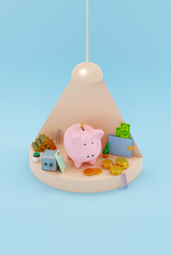 Piggy bank savings concept