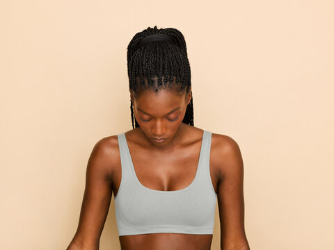 woman in sporty grey outfit