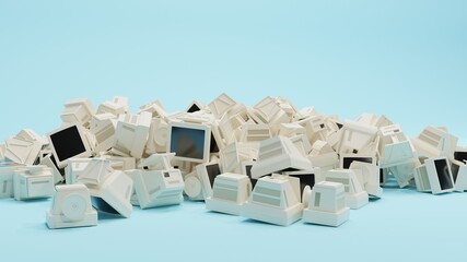 CRT computer monitors in a pile