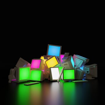 Glowing computer monitors