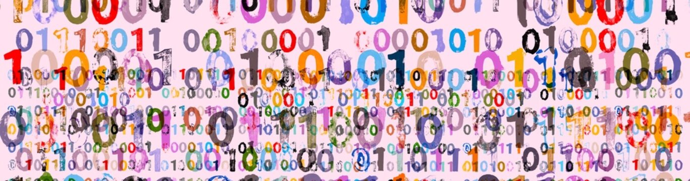 Wide Format Binary Code Illustration on Pink