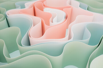 Abstract ribbons pastel 3D rendering
