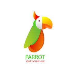 parrot bird colorful logo mascot template