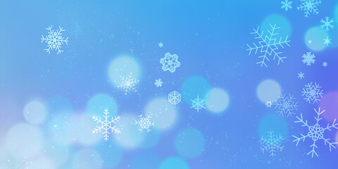 Naklejka na ściany i meble 雪の結晶と水色のキラキラした背景のイラスト