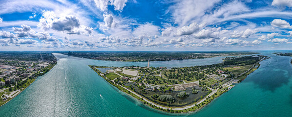 belle Isle in detroit ariel view
