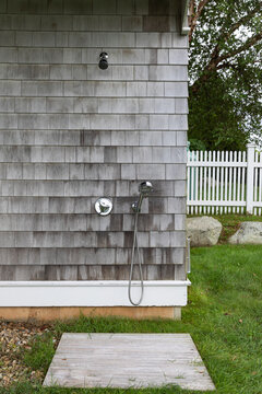 Outdoor shower on wall 
