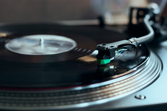 Vinyl Record Playing On Turntable