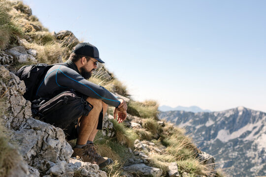 Man Taking a Breather in Nature