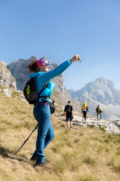 Woman Hiker Taking a Selfie